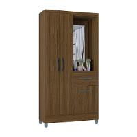 Guarda Roupa Solteiro Com 3 Portas E 1 Gavetas Atlas Poquema Castanho - 2