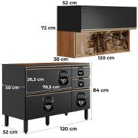 Balcao Pia E Armario Aereo Vidro 120 Cm Proenca Nogueira Carbono Prime Demartez Nogueira Carbono Prime - 3