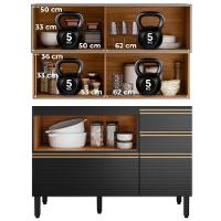 Balcao Pia E Armario Aereo Vidro 120 Cm Proenca Nogueira Carbono Prime Demartez Nogueira Carbono Prime - 9