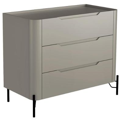 Cômoda Para Quarto Closet Orgânica 3 Gavetas Pés Industrial Preto Bliss I03 Grigio - Lyam Decor