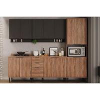 Cozinha Modulada Carraro Alpha Alpha 5 Peças (2armários+2balcões+1torrequente) C5p101 Preto-freijo-carraro - 1