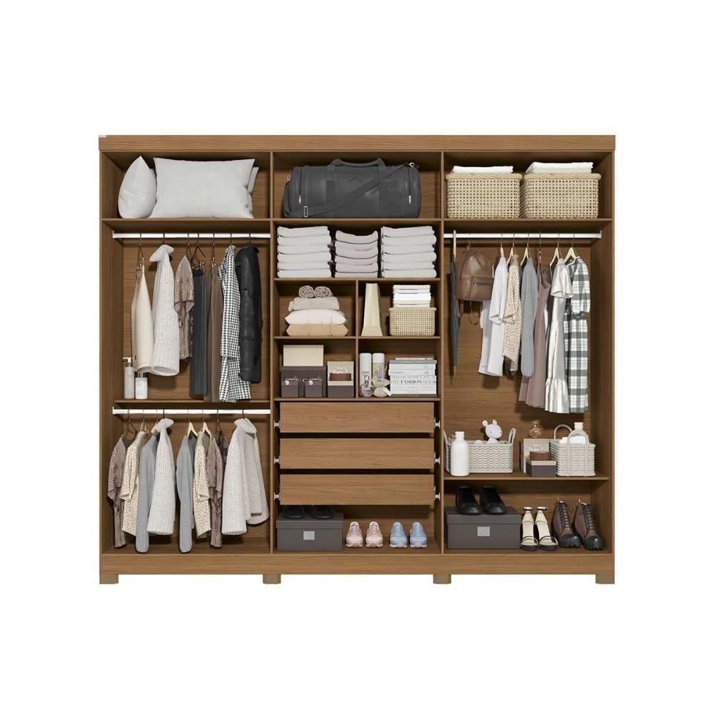 Guarda Roupa Casal 6 Portas E 3 Gavetas C- Pés Cb03t580 Canela-off White - Kappesberg - 5