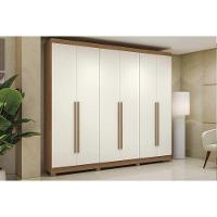 Guarda Roupa Casal 6 Portas E 3 Gavetas C- Pés Cb03t580 Canela-off White - Kappesberg - 1