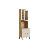 Cristaleira De Cozinha Paneleiro Riesling C- 4 Portas (2 Reflectas) E 1 Nicho P- Forno 70cm Amendoa-off White - Ronipa - 1