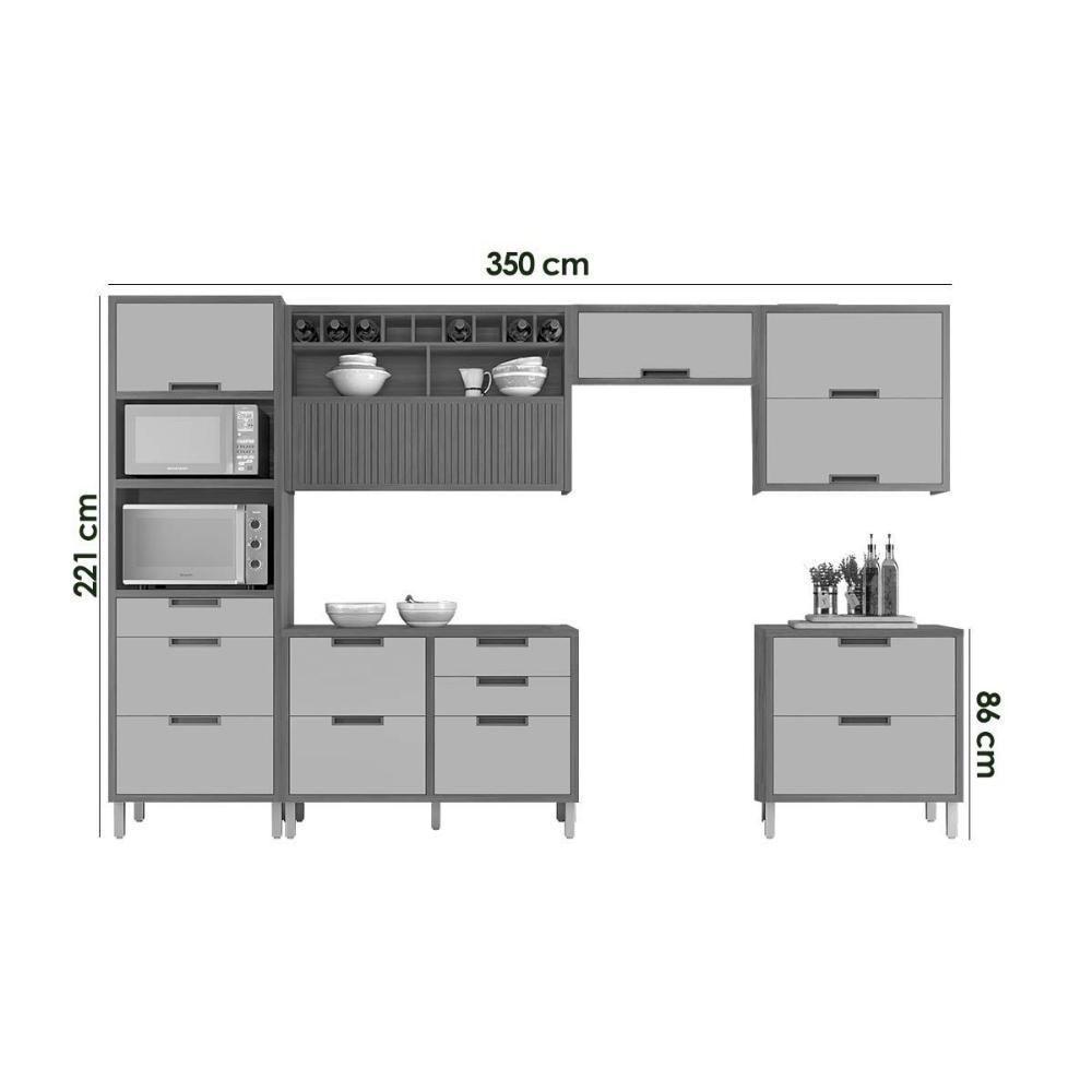 Cozinha Modulada Completa Imperatriz 6 Peças (3aéreos+2balcões+1torrequente) C6p84 Freijo-off White - Nesher - 4