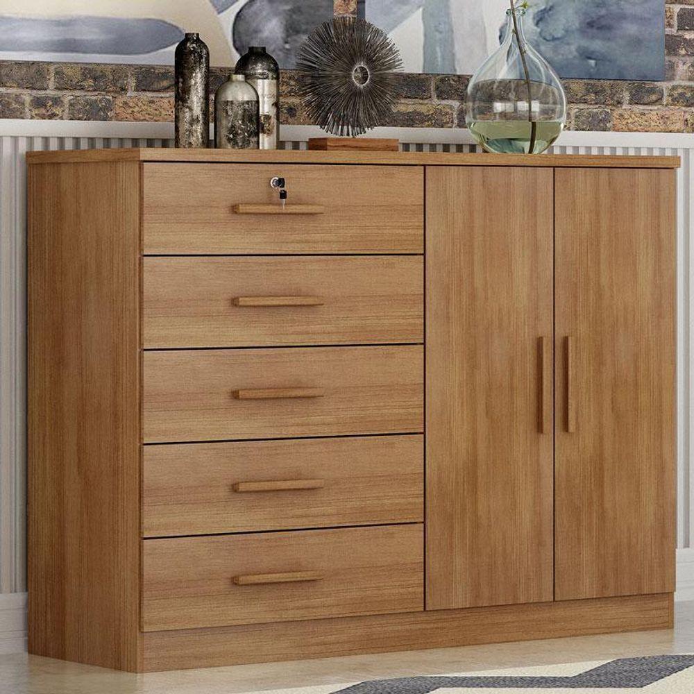 Guarda Roupa Casal Livorno Com Espelho E Cômoda Seul Cumaru 23 - Novo Horizonte - 10