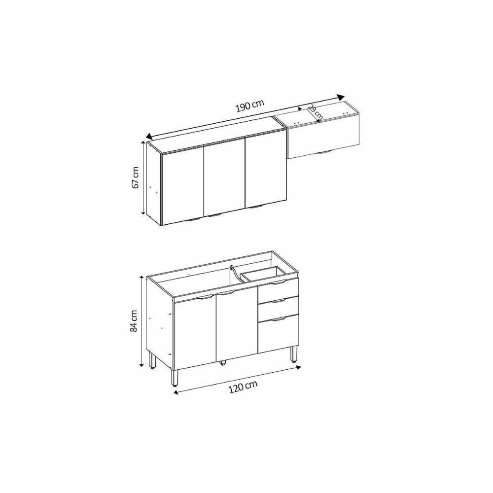 Cozinha Completa Firenze 3 Peças (1balcão+2aéreos) C3p50 Amendola-branco - Demóbile - 3