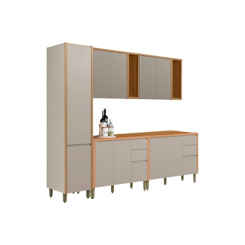 Cozinha Modulada Completa Allure 5 Peças (2aéreos+2balcões+1paneleiro) Cp30 Jequitiba-gris Fosco - Linea Brasil - 1