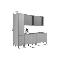 Cozinha Modulada Completa Allure 5 Peças (2aéreos+2balcões+1paneleiro) Cp30 Jequitiba-gris Fosco - Linea Brasil
