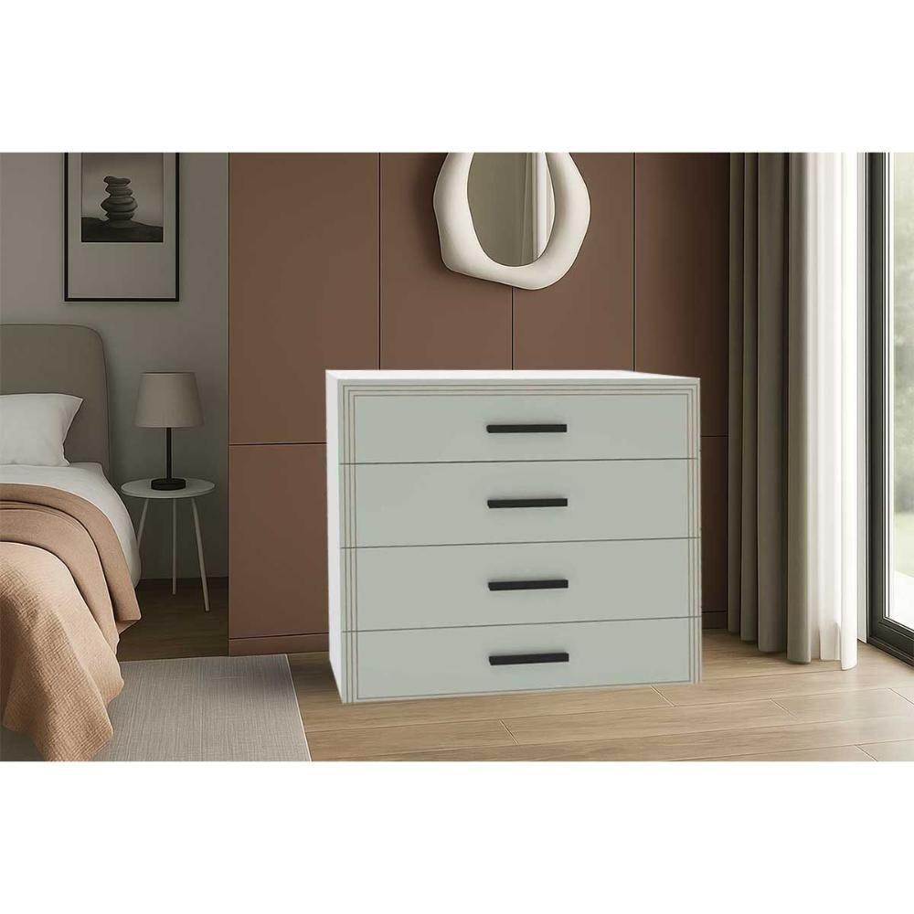 Cômoda Solteiro Valência C- 4 Gavetas Branco-verde - Politorno - 1