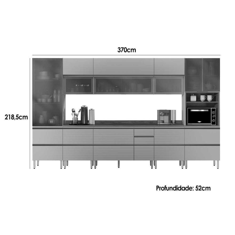 Cozinha Completa Proença 8 Peças (3aéreos+3balcões+1paneleiro+1cristaleira) C8p75 Nogueira-carbono Prime Tx - Demóbile - 3