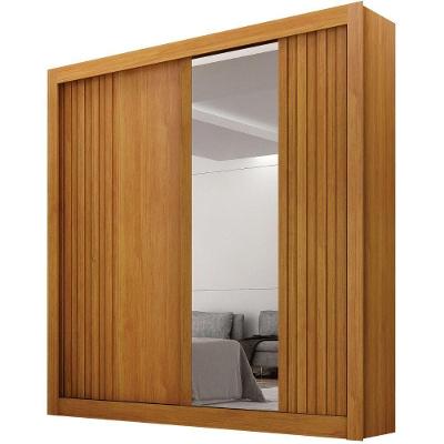 Guarda Roupa Milano Cinamomo 2 Portas Com Espelho 2 Gavetas Leifer Móveis