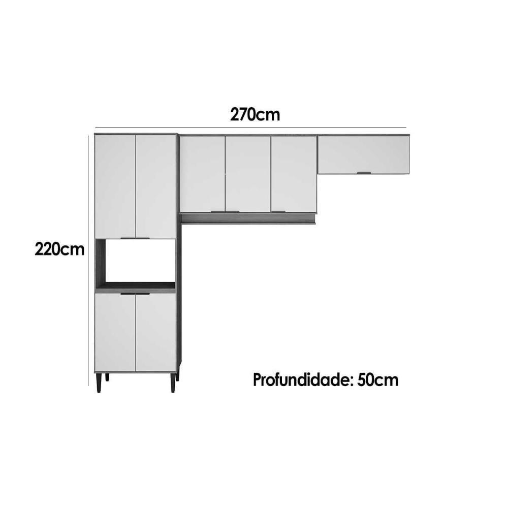 Cozinha Modulada Carraro Alpha Alpha 3 Peças (2aéreos+1paneleiro) C3p34 Freijo-off White-carraro - 2