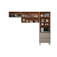 Cozinha Completa Proença 3 Peças (2aéreos+1paneleiro) C3p61 Nogueira-carbono Prime Tx - Demóbile