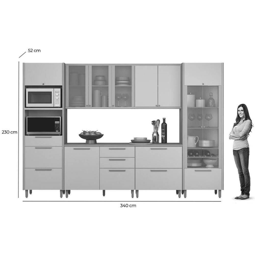 Cozinha Completa Atena 6 Peças (2aéreos+2balcões+1cristaleira+1paneleiro) Cp03 Jequitiba-off White Fosco - Linea Brasil - 4