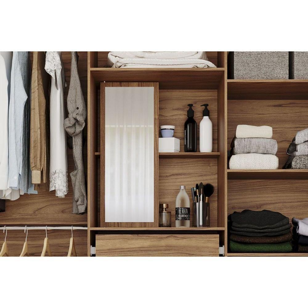 Guarda Roupa Casal 6 Portas E 3 Gavetas C- Espelho Interno Clara Branco - Panan - 3