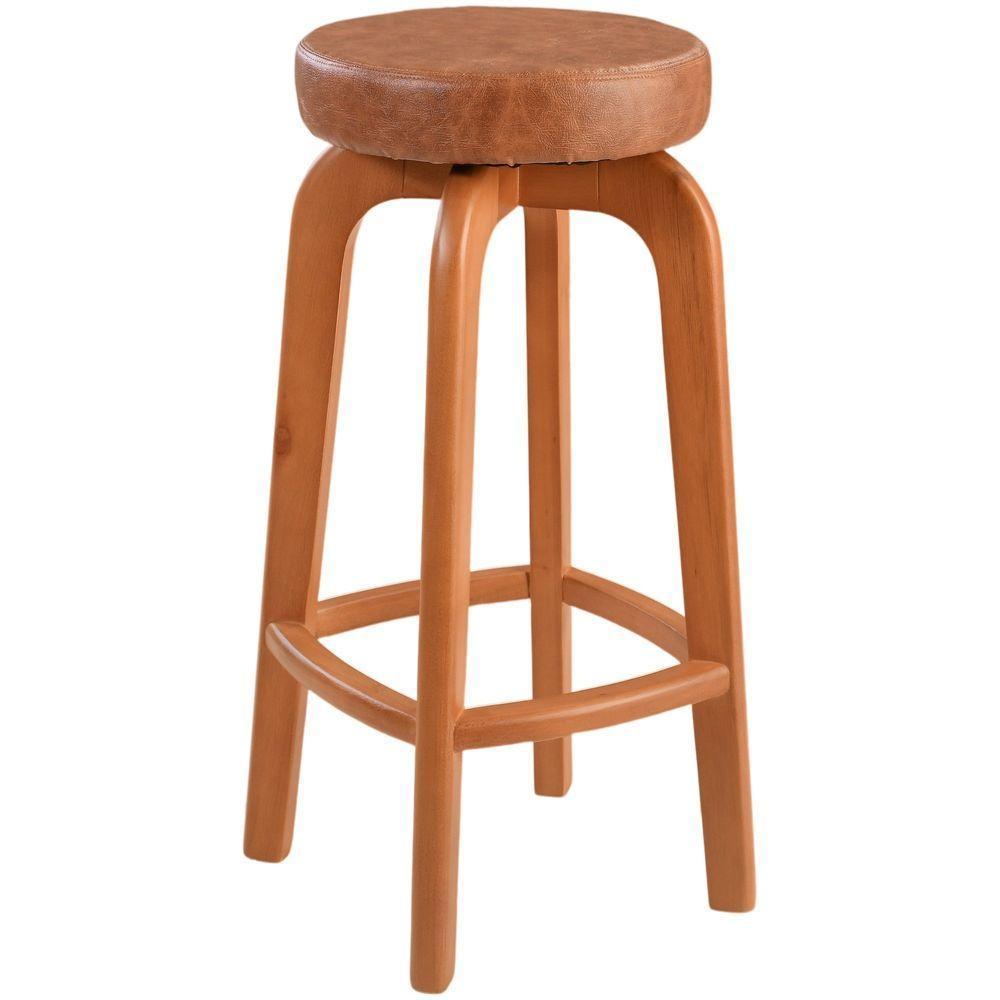 Conjunto 2 Banqueta Bar Em Madeira Maciça Amêndoa - 2