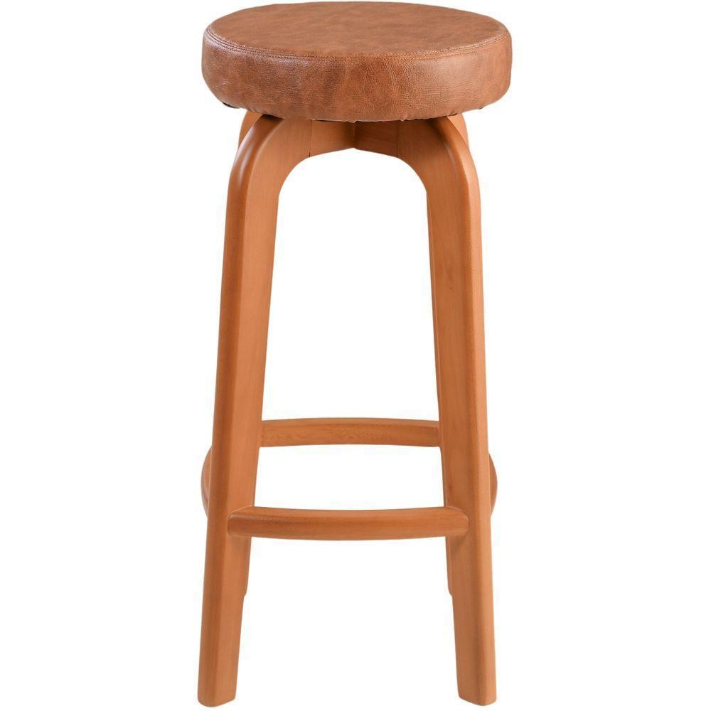 Conjunto 2 Banqueta Bar Em Madeira Maciça Amêndoa - 4