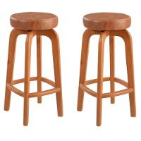 Conjunto 2 Banqueta Bar Em Madeira Maciça Amêndoa - 1