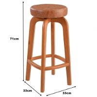 Conjunto 2 Banqueta Bar Em Madeira Maciça Amêndoa - 3