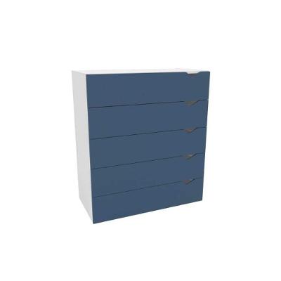 Cômoda Porto 5 Gavetas MDF com Puxador MDF Branco-azul para Dormitório Juvenil