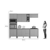 Cozinha Completa Allure 5 Peças (2aéreos+2balcões+1torrequente) Cp12 Jequitiba-gris Fosco - Linea Brasil