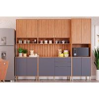 Cozinha Modulada Mgm Divina Completa 7 Peças (2aéreos+2balcões+1paneleiro+2complementos) Cz011 Freijo-titanium-mgm - 1