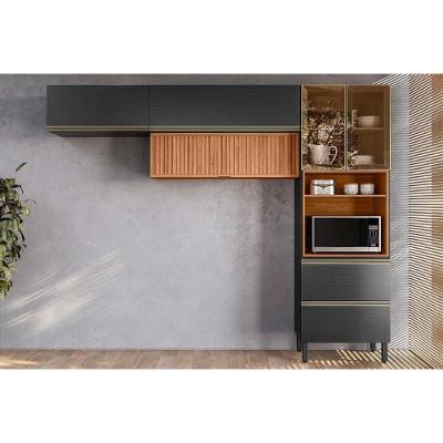 Cozinha Completa Proença 3 Peças (2aéreos+1paneleiro) C3p63 Nogueira-carbono Prime Tx - Demóbile