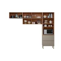 Cozinha Completa Proença 3 Peças (2aéreos+1paneleiro) C3p63 Nogueira-carbono Prime Tx - Demóbile