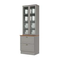 Cristaleira Henn Americana 2 Portas 2 Gavetas Sd C357-05 Naturale-cinza - 1