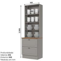 Cristaleira Henn Americana 2 Portas 2 Gavetas Sd C357-05 Naturale-cinza - 2