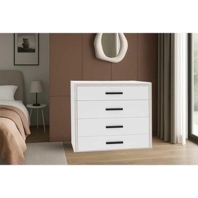 Cômoda Valência 4 Gavetas MDF com Puxador Plástico Branco para Quarto
