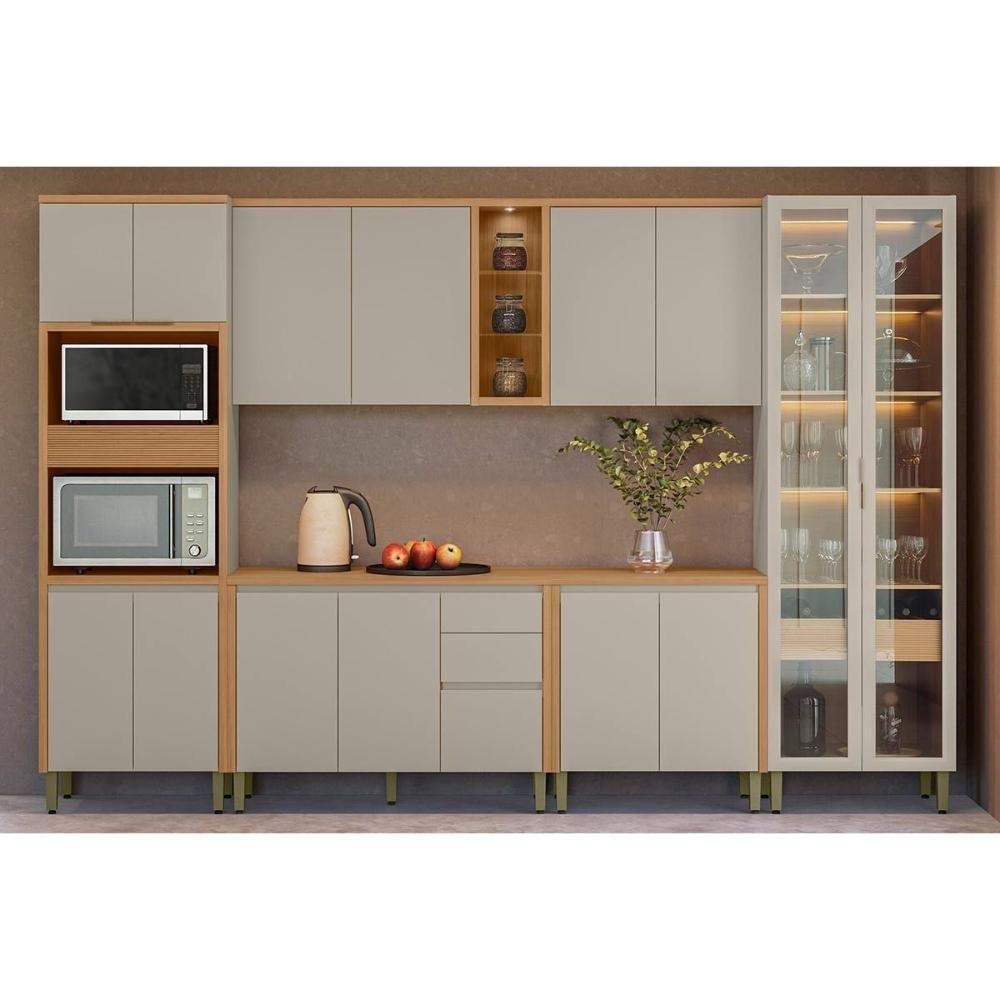 Cozinha Completa Allure 6 Peças (2aéreos+2balcões+1cristaleira+1torrequente) Cp21 Jequitiba-gris Fosco - Linea Brasil - 1