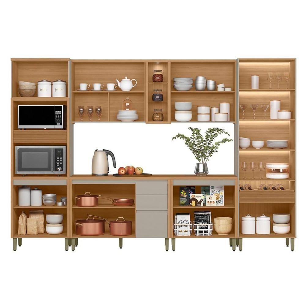 Cozinha Completa Allure 6 Peças (2aéreos+2balcões+1cristaleira+1torrequente) Cp21 Jequitiba-gris Fosco - Linea Brasil - 3