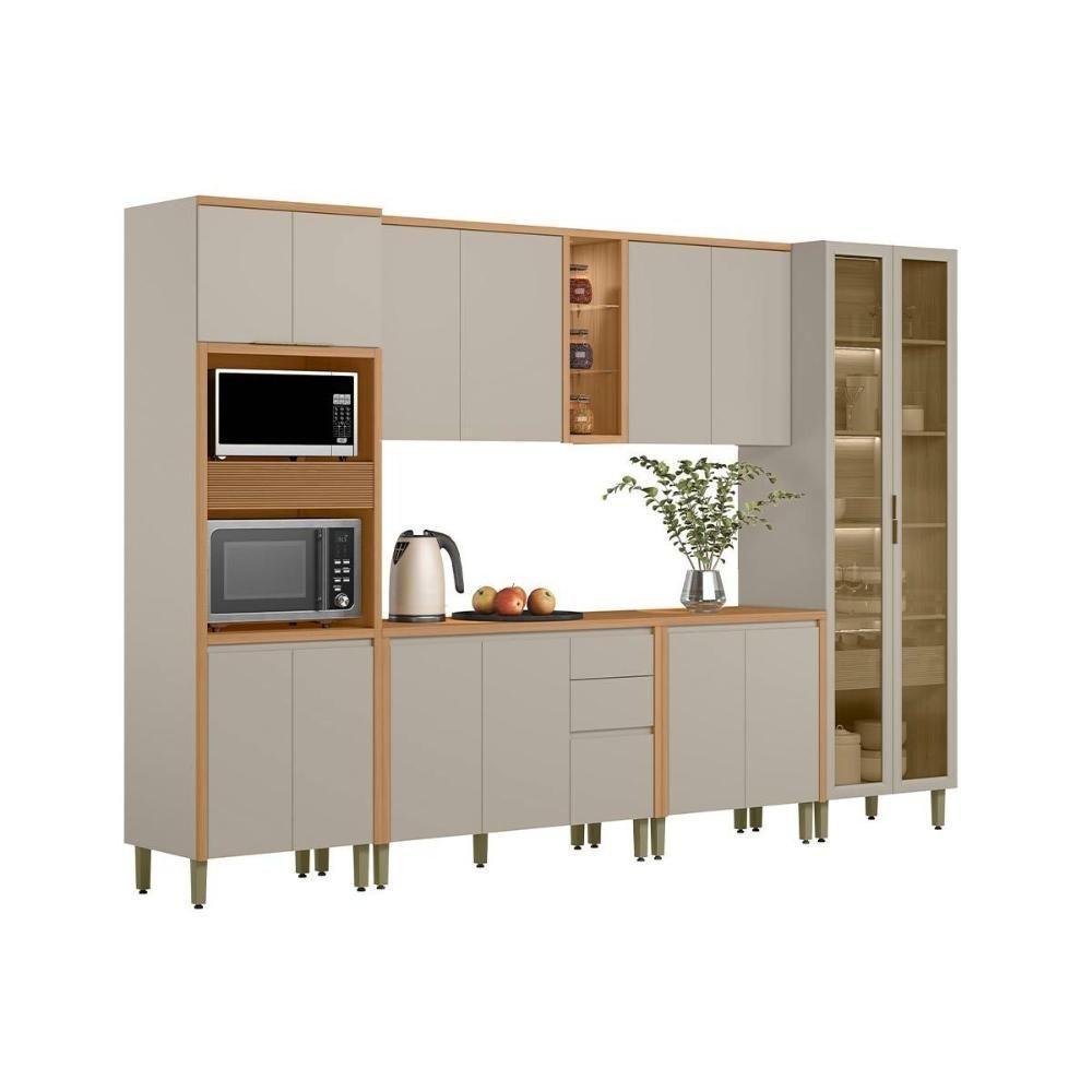 Cozinha Completa Allure 6 Peças (2aéreos+2balcões+1cristaleira+1torrequente) Cp21 Jequitiba-gris Fosco - Linea Brasil - 10
