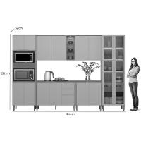 Cozinha Completa Allure 6 Peças (2aéreos+2balcões+1cristaleira+1torrequente) Cp21 Jequitiba-gris Fosco - Linea Brasil