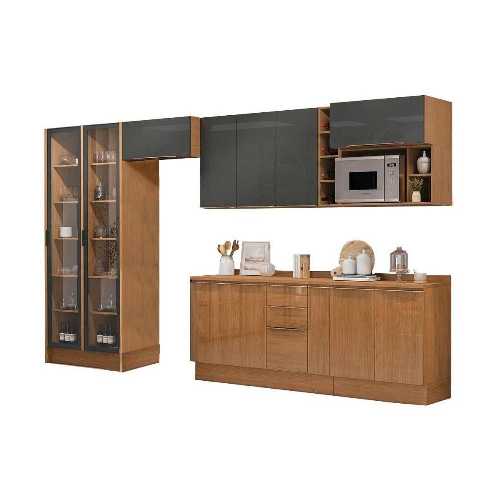 Cozinha Completa Vibra 13 Peças (3aéreos+3balcões+2paneleiros+5complementos) C13p3 Canela-grafite Lacca - Kappesberg - 5