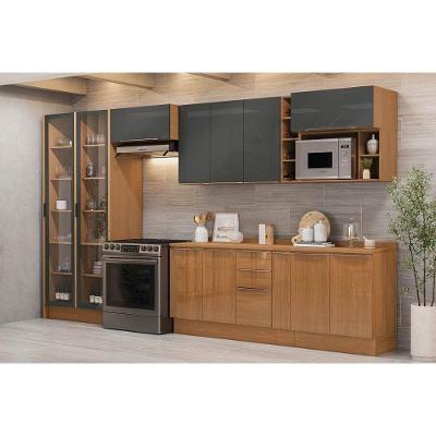 Cozinha Completa Vibra C13P3 10 Portas 3 Gavetas 13 Módulos 120cm Grafite Laqueado
