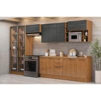 Cozinha Completa Vibra 13 Peças (3aéreos+3balcões+2paneleiros+5complementos) C13p3 Canela-grafite Lacca - Kappesberg - 1