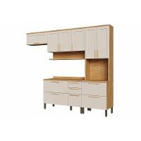 Cozinha Completa Riesling 4 Peças (3aéreos+2balcões+1paneleiro) C4p228 Amendoa-off White - Ronipa