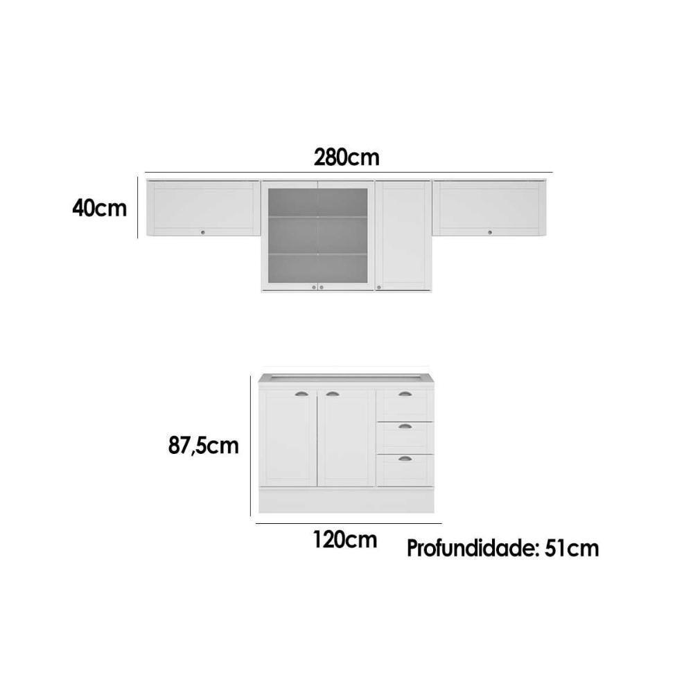Cozinha Modulada Carraro Bella 4 Peças (3aéreos+1balcão) C4p174 Branco-carraro - 2
