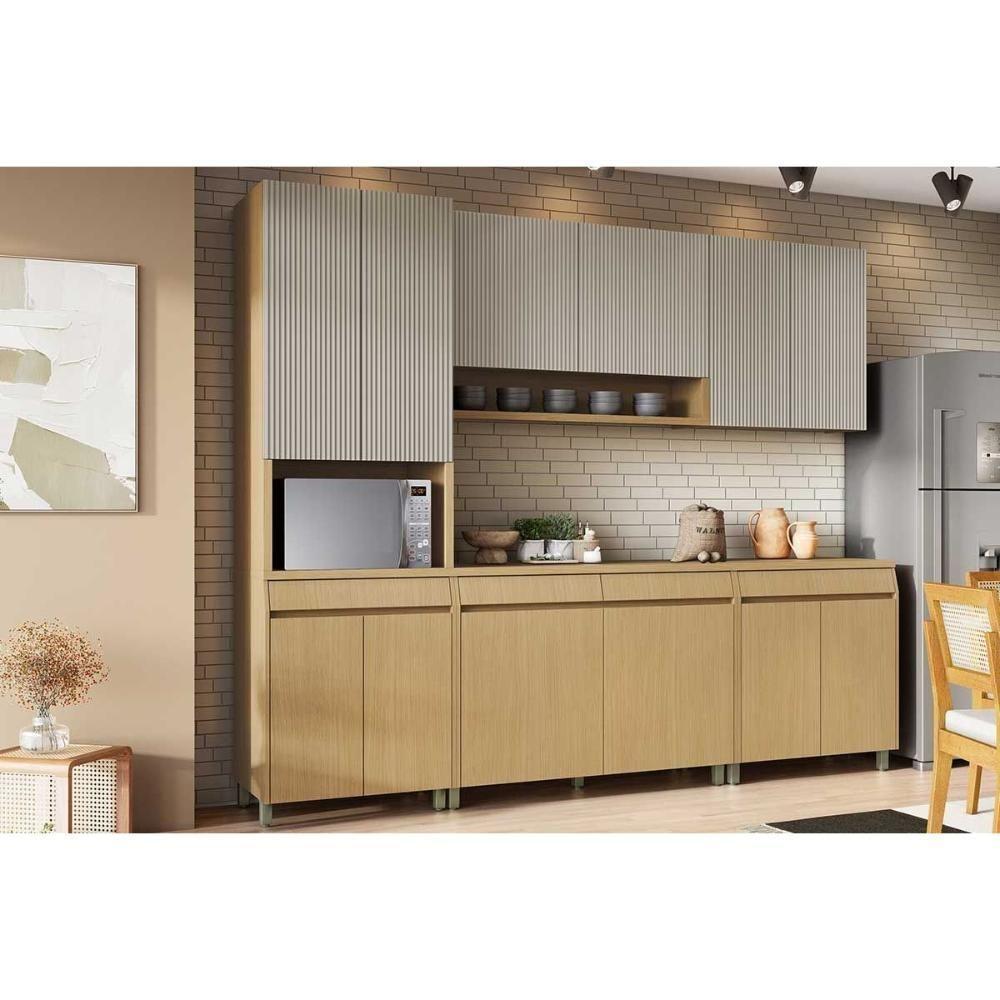 Cozinha Modulada Completa Simone Mendes 5 Peças (2aéreos+2balcões+1paneleiro) C5p114 Carvalho-cinza - Nesher - 1