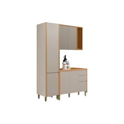 Cozinha Modulada Completa Allure 3 Peças (1aéreo+1balcão+1paneleiro) Cp29 Jequitiba-gris Fosco - Linea Brasil