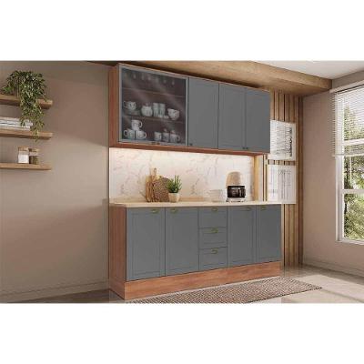 Cozinha Completa Bella C4P169 7 Portas 3 Gavetas MDF 120cm Cinza
