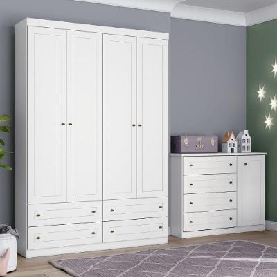 Conjunto Guarda Roupa E Cômoda Americana Henn Branco