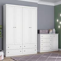 Conjunto Guarda Roupa E Cômoda Americana Henn Branco - 1