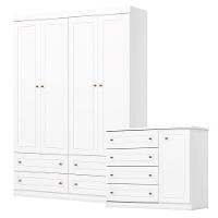 Conjunto Guarda Roupa E Cômoda Americana Henn Branco - 2