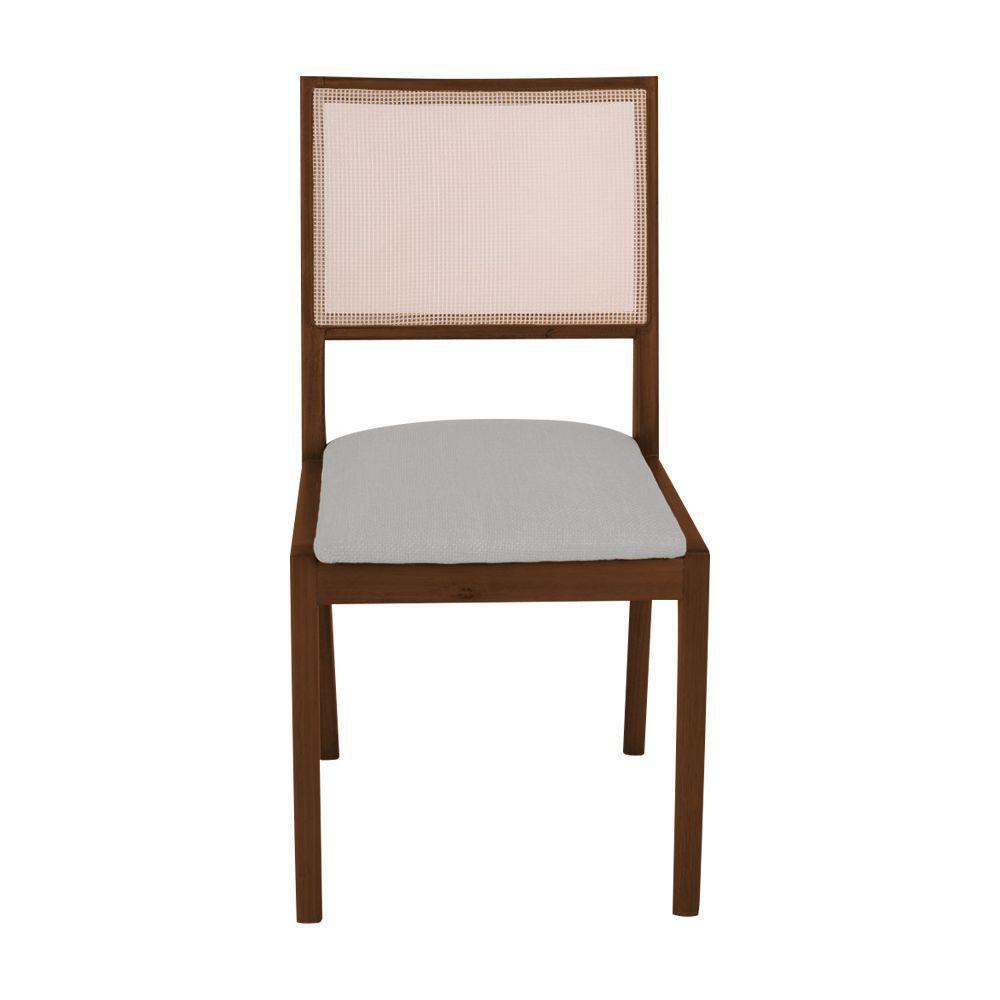 Conjunto Com 4 Cadeiras De Jantar Estofada Suellen Em Madeira E Mdf Mel Linho Cinza Prata - 5