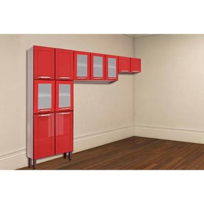 Cozinha Modulada Bertolini Colors 3 Peças (2aéreos+1paneleiro) Cpt81 Branco-vermelho - Bertolini