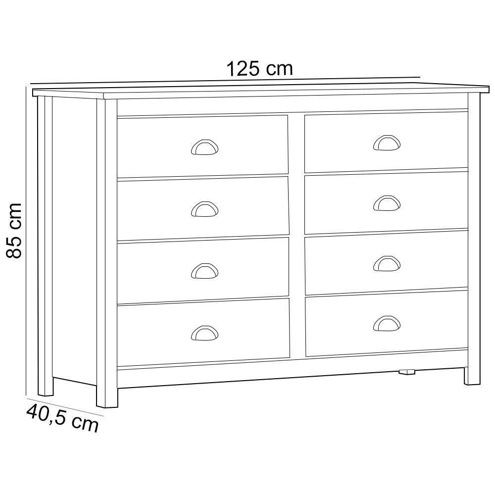 Cômoda Para Quarto Closet 8 Gavetas Madeira Maciça Mazzaro F06 Branco Freijó - Lyam Decor - 4
